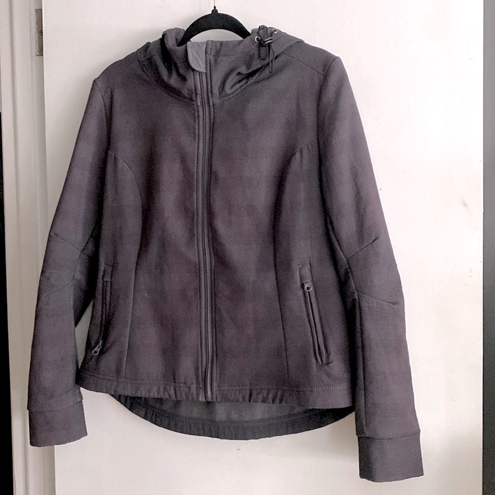 Grey Plaid Rain Resistant Jacket- Fleece Lined!